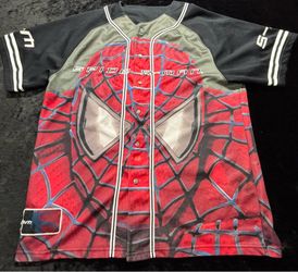 Men Large Vintage 2002 Marvel Spider-Man Movie Promo Baseball AOP Jersey