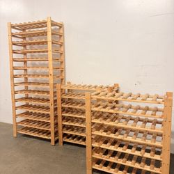 Solid Wood 4-Piece Stackable Wine Rack Set – Modular Storage