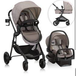 Evenflo Pivot Modular Travel System with LiteMax Infant Car Seat (Desert Tan)