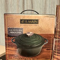(Open Box) 41 & MAIN 3-Quart Cast Iron French Oven/Dutch Oven