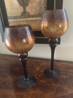 Crackle Glass candle Holder (2)