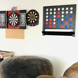 Jumbo Bean Bag Chairs & Wall Game Set - Darts & Connect 4