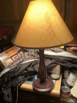 Wooden lamp with shade