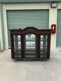 Wood Glass Display Hutch