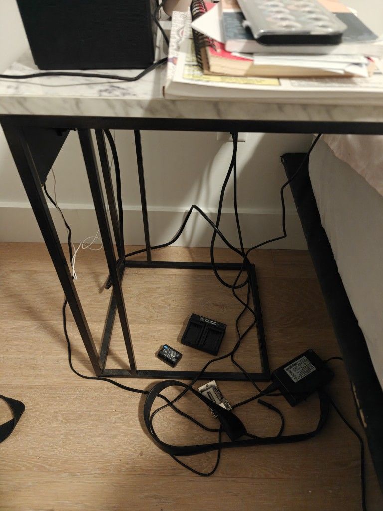 Marble Night Stand Side Table w/ Power