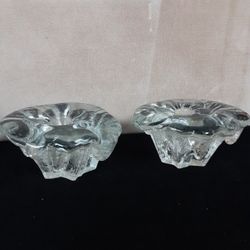 (2) VINTAGE BLOWN GLASS CANDLE HOLDERS