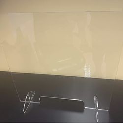 Acrylic Sneeze Guard - Protective Freestanding Shield Guards Against Sneezing and Coughing/Transaction Window for Offices and Stores 