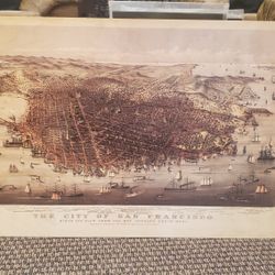 Wood PRINT CURRIER AND IVES 1878 San Francisco BAY