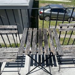 Small Bistro Wooden Table With 2x  chairs 