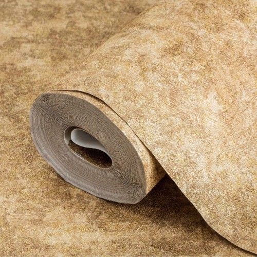 Gold Distressed Rustic 3D Embossed Wallpaper, Metallic Rich Textured