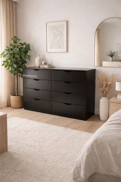 Black 8 drawer dresser 55w