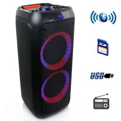 Sound Dual 8 Inch Bluetooth Wireless Portable Party Speaker with Reactive Lights