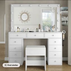 FUSOU 47"W 11 Drawer Vanity Desk