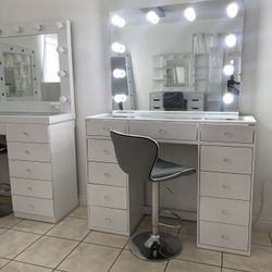 All Glass Makeup Vanity Hollywood Style 