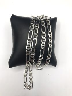925 Sterling Silver Figaro Chain men’s Necklace Size 26”