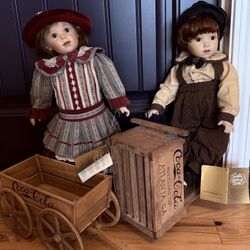 2 Franklin mint porcelain heirloom Coca-Cola dolls