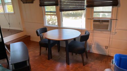Round Dining Table with 2 Upholstered Chairs – 3-Piece Dining Set