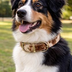  Cowhide Leather Dog Collar 26 Inch Genuine Hair On Hide Western Style Brown Tan
