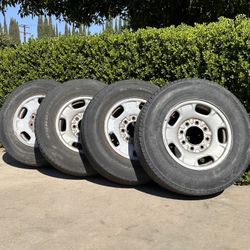2011 to 2025 Chevy 8x180 Chevrolet Silverado 2500 Wheels Rims Tires 17x7.5 OEM Complete Set of 4 Sierra 8x7.1 HD 3500 Heavy Duty 3500hd 8 hole bolt 25