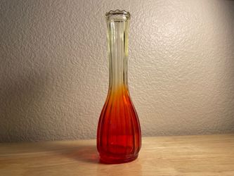 Vintage Jeanette Amberina Glass 8 3/4” Tall Bud Vase