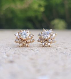 14K Gold 1.92 CT Diamond Earrings (Jewelry Box Included)