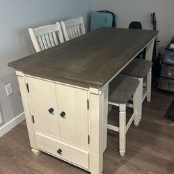 Ashley Dining Table + 2 Stools + 2 Chairs