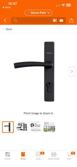 Anderson Storm Door Black Handle and Lock Set