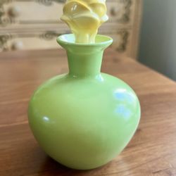 Vintage Green Ceramic Perfume Bottle with Stopper