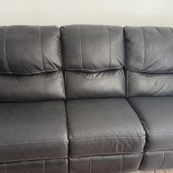 Black Leather Sofa Set