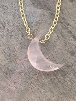 Rose Quartz Crescent Moon Necklace * Healing Jewelry
