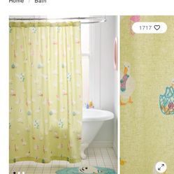 Urban Outfitters Cheeky Goose Pattern Green Shower Curtain