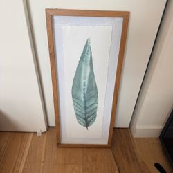 THRESHOLD Decorative Wall Art Leaf FRAMED UNDER GLASS