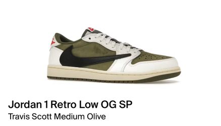 Travis Scott Medium Olive Jordan 1 Low 10.5