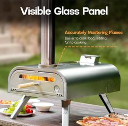 Pizza Stone Oven, 1112°F Outdoor Stainless Pizza Cooker, Portable for Party Usage, Sliver