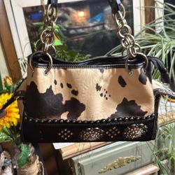 Studded Real Leather Cowhide Purse