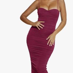 Small Burgundy Rushed Dress
