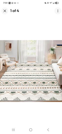 Garvee 6x9 Machine Washable Boho Area Rug – Geometric Low-Pile Non-Slip Carpet (