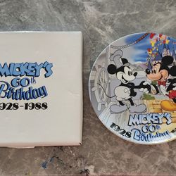 Disney Decorative Collectible Plate Mickey's 60th Birthday 1(contact info removed) - 9.5"