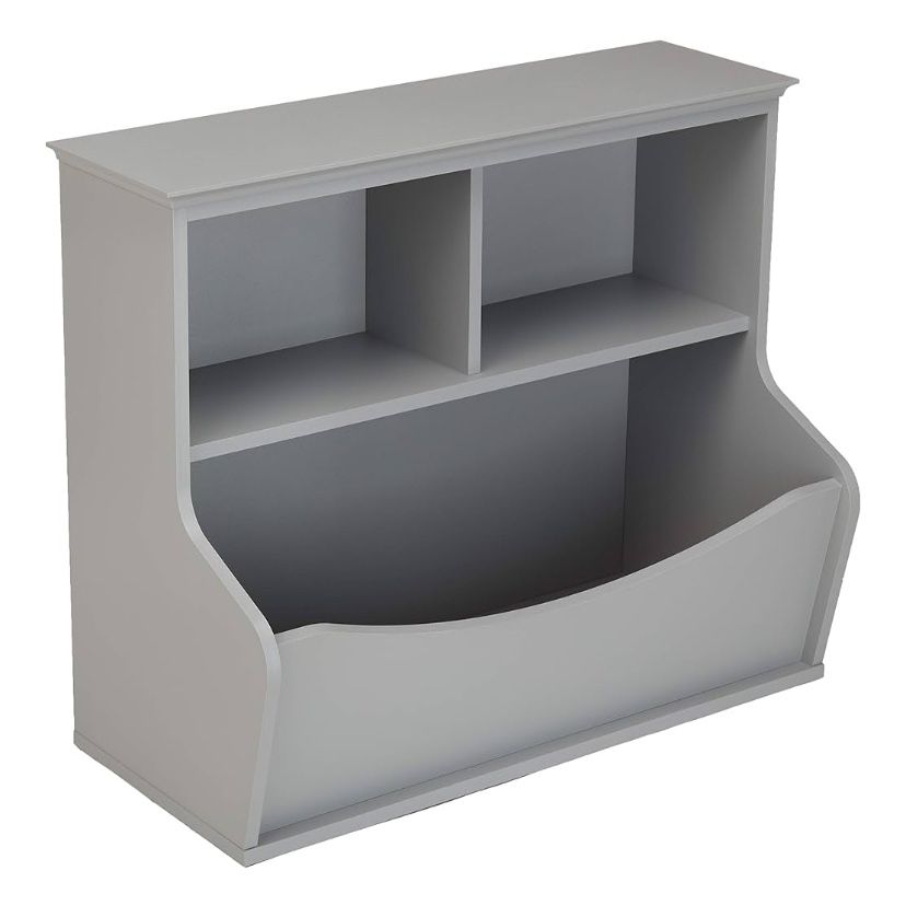 3 Shelf Multi-Functional Bookcase and Toy Storage Bin - Grey, 14.84"D x 31.25"W x 24.56"H