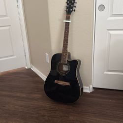 Electric acoustic guitar with stand 