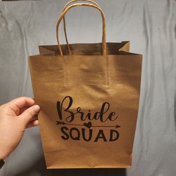 Screen Printed Bride Squad 10.6x7.9x4.3" Kraft Paper Bags