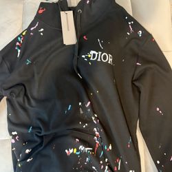Dior Paint Splatter Black Hoodie