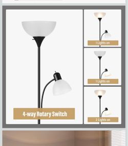 Floor Lamp with Reading Light 4-Way Switch