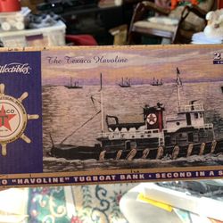 2001 ertl texaco havoline tug boat bank