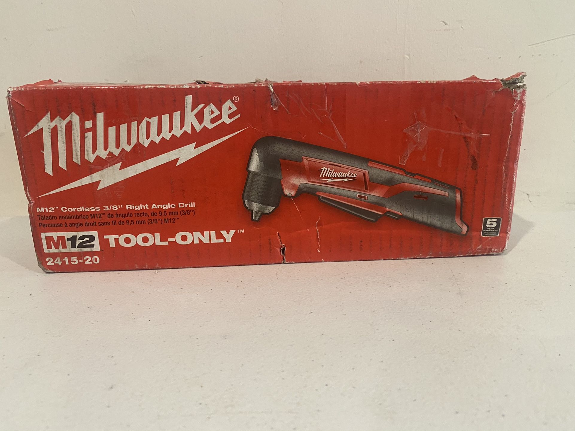 Milwaukee M12 12-Volt Lithium-Ion Cordless 3/8 in. Right Angle Drill (Tool-Only)