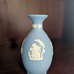 Vintage Wedgewood Jasperware Blue Bud Vase