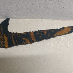 Black/Gold Handmade Nike Tufted Rug