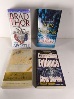 Lot of 4 Thriller and Fiction Novels: Brad Thor, John Grisham, Barbara Taylor Bradford, Steve Martin