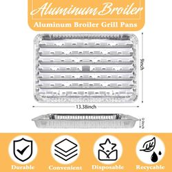 DISWALE Aluminum Grill Pans - 10 Pack, 13" x 9", Heavy Duty Foil Grill Liners