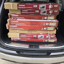 Husky Adjustable Height Metal Heavy-Duty Overhead Garage Storage Rack in Black